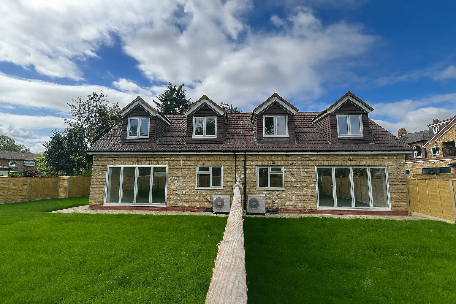 Rear elevation of the new pair of semi-detached houses built in the garden at Hanworth Road
